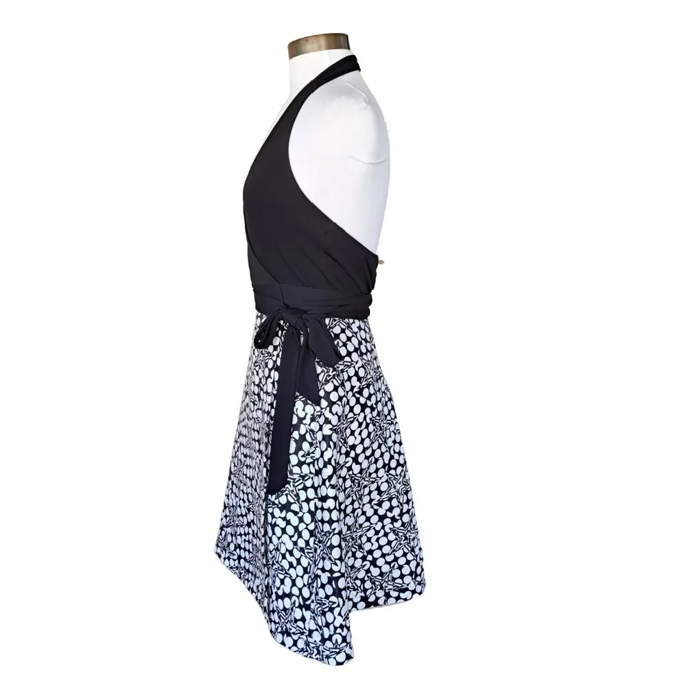 DVF Amelia Halter Wrap Dress Star Print Black White Size 4 NWT Classic Party - Picture 7 of 15